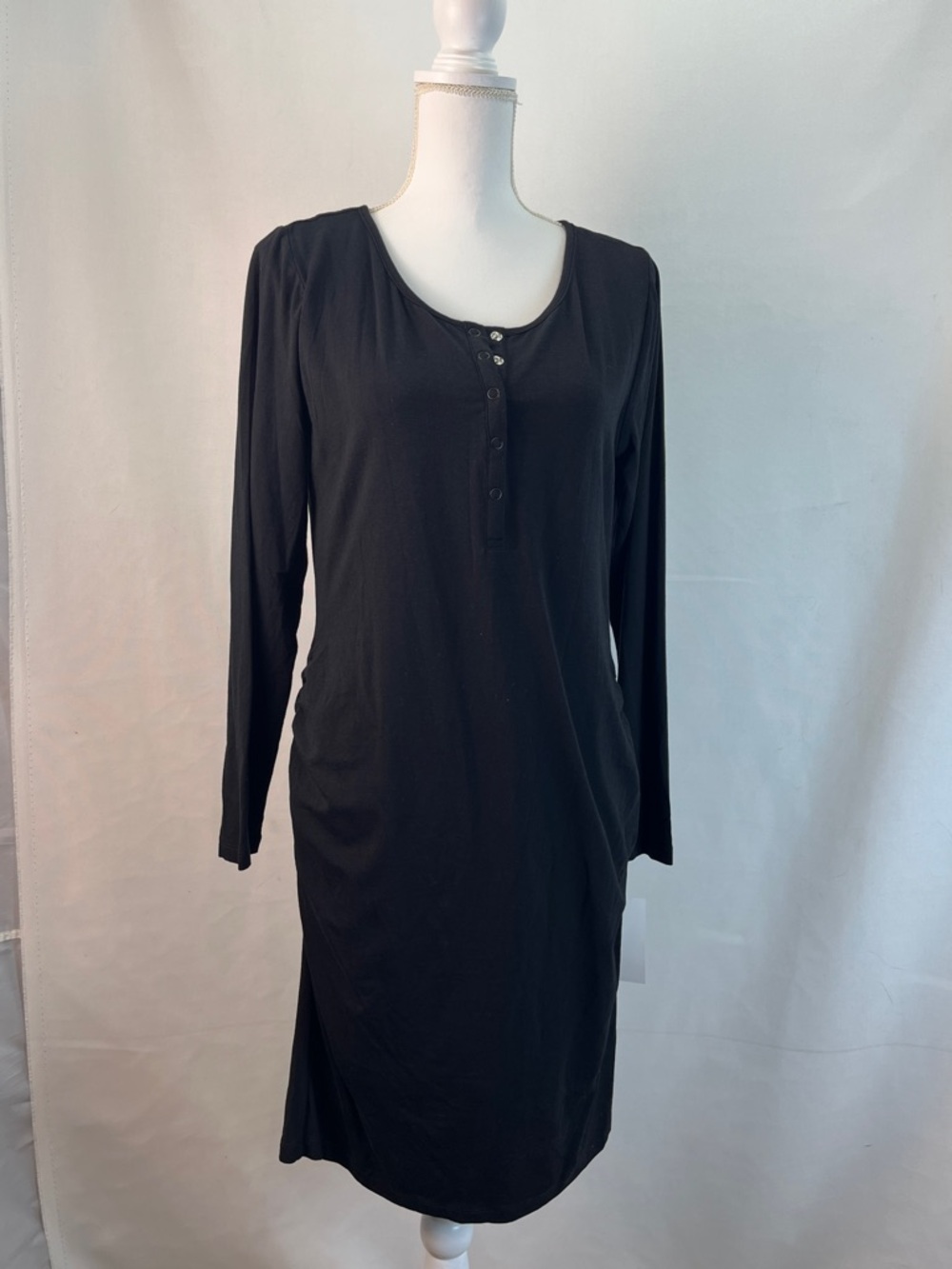 Angel Maternity NWT Long Sleeve Snap-Front Ruched Maternity Midi Dress Size L